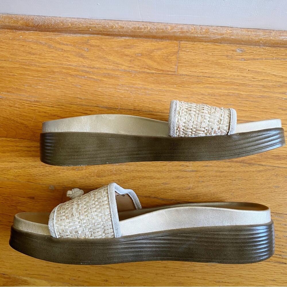 Donald Pliner | Farrah Platform Slide Sandals Raffia Open Toe Wedge Size 9.5 - Picture 6 of 9